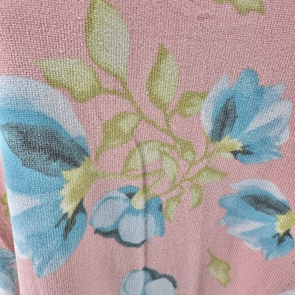 BE Stage Tunic Top Womens XL Floral Print Pink Blue Long Sleeve Ruffled Hem - Picture 3 of 8